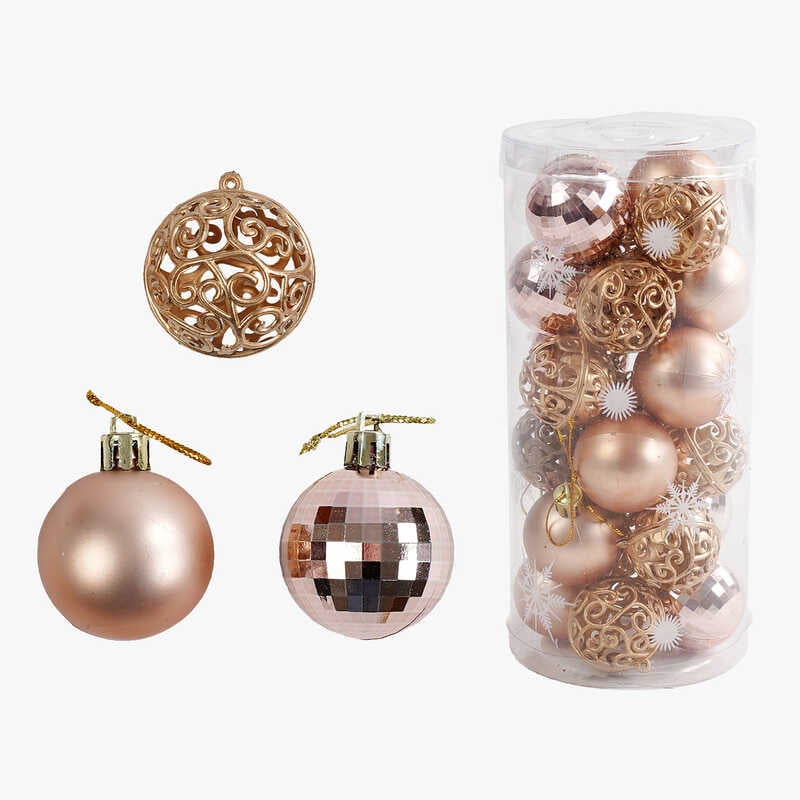 Новорічні прикраси C 67425 (90) 24 штуки, кульки, D=4 см, у слюді