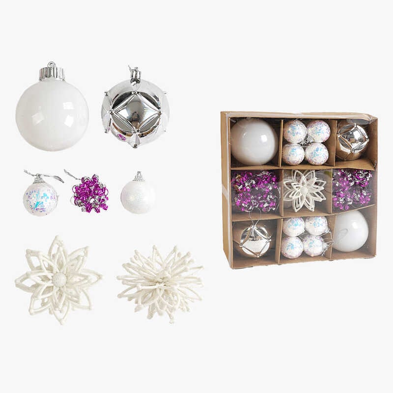 Новорічні прикраси C 67445 (48) кульки, квітка, 41 штука, діаметр 7 і 3.5 см, в коробці