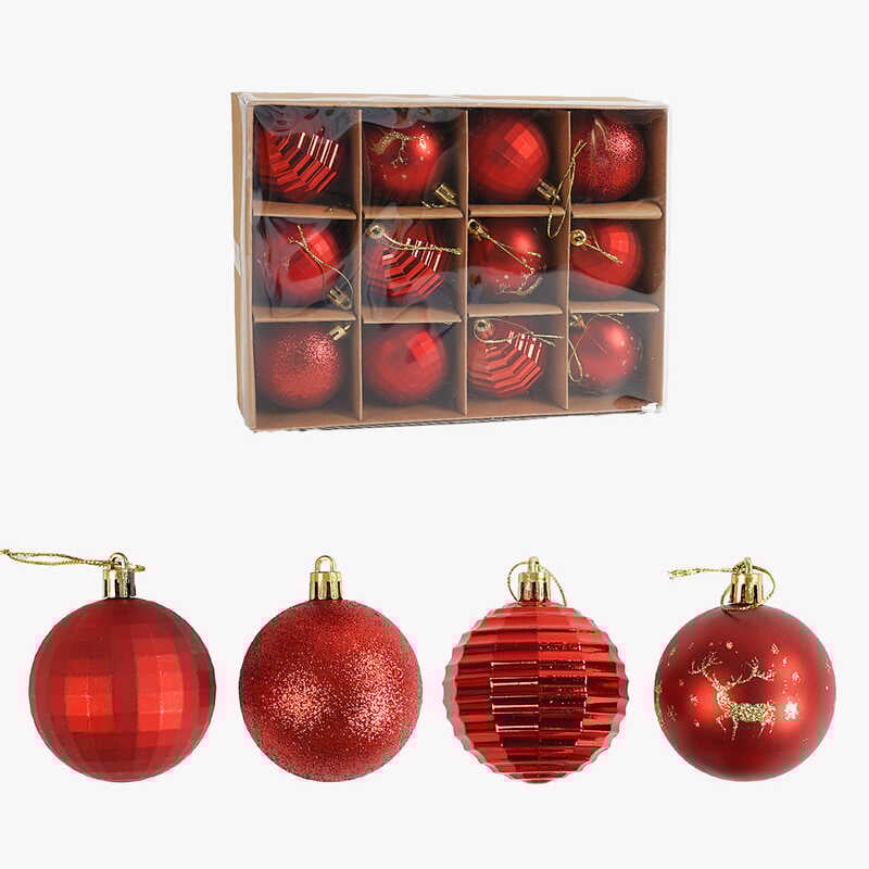 Новорічні прикраси C 67505 (60) 12 штук, кульки, D = 6 см, в коробці