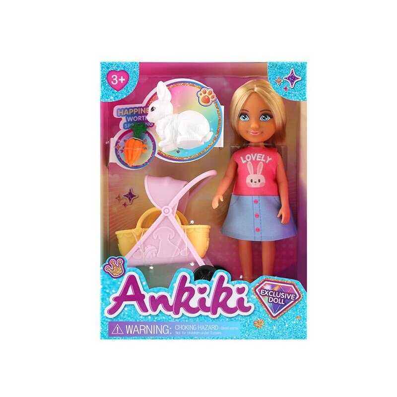 Лялька з аксесуарами 606019 (96) висота ляльки - 13 см, фігурка кролика, візочок для тварин, муляж морквинки, в коробці