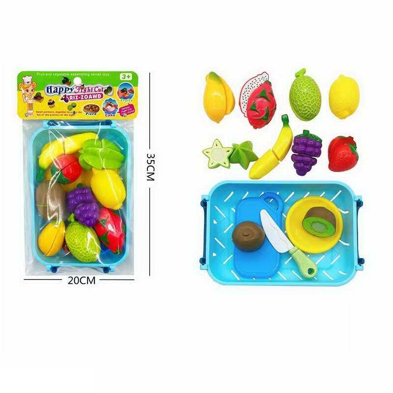 Набір продуктів 174 A2 (72/2) 9 фруктів та ягід на липучках, таця, дошка для нарізання, тарілка, ніж в пакеті