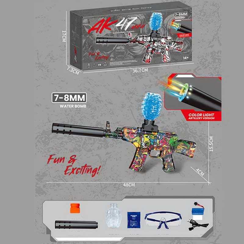 Автомат G 950-5 A (36) підсвічування, довжина з глушником 49см, пачка орбізів, окуляри, механічний принцип роботи, акумулятор 7.4V, в коробці