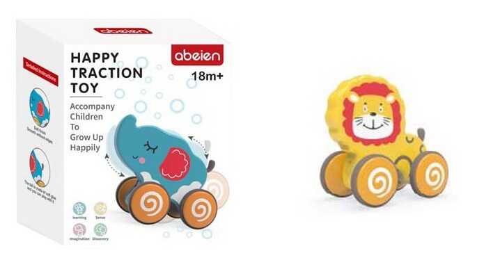 Каталка 58070-78 (96) “Тваринка”, пластикова, рухомі елементи, прорезинені колеса, шнурочок, в коробці