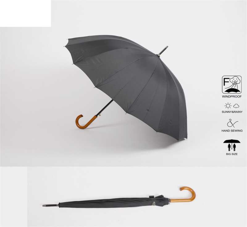 Парасолька C 68639 (48) напівавтомат, d = 115 см, довжина 95 см, 16 спиць, дерев’яна ручка, в пакеті