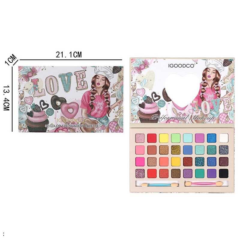 Косметика LK 5109 (192/16) 32 кольори, матові та глітерні тіні, 2 аплікатори, в коробці 