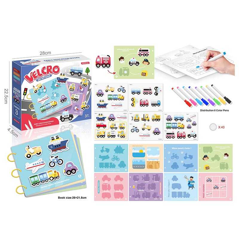 Гра з липучками 333-6 (72/2) багаторазова розмальовка, 8 маркерів, в коробці