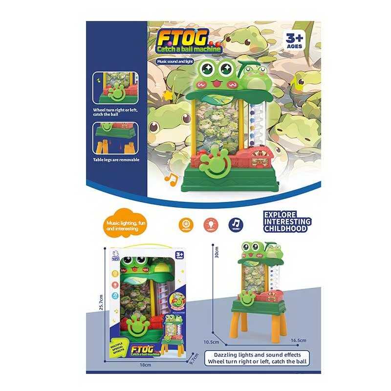 Гра з кульками QB 132 Y (48) “Жабенятко”, звук, підсвічування, автоматичний підіймач, кольорові кульки, кермо, працює від батарейок, в коробці