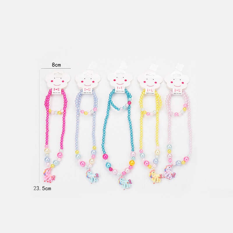 Набір прикрас F 2-20 (1200/2) 5 видів, намисто, браслет, прикраса-єдиноріг, у пакеті, ВИДАЄТЬСЯ ТІЛЬКИ МІКС ВИДІВ