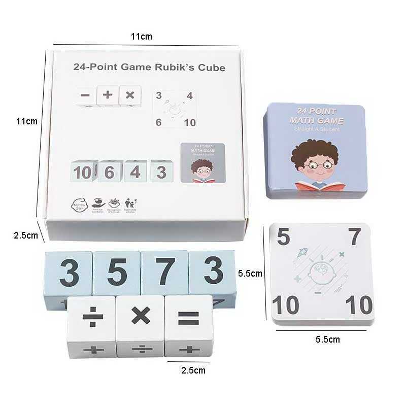Настільна гра “24” D 382 (120) кубики з цифрами, математичні знаки, картки із завданнями, в коробці