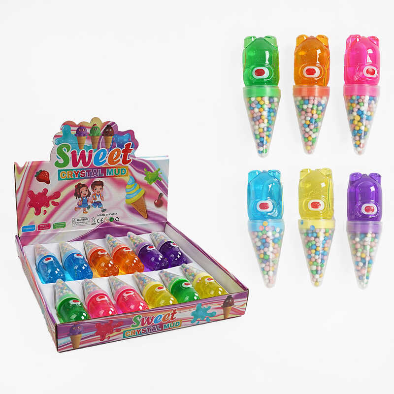 Лизун C 68869 (20) ЦІНА ЗА 12 ШТУК В БЛОЦІ, глітер, пінопластові кульки, в коробці