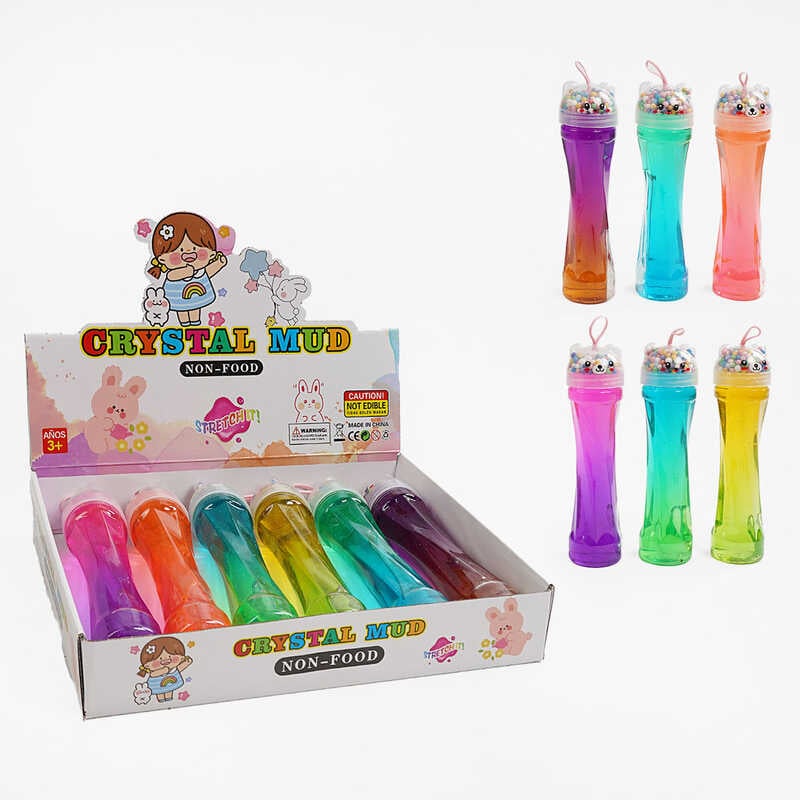 Лизун C 68873 (12) ЦІНА ЗА 6 ШТУК В БЛОЦІ, глітер, пінопластові кульки, в коробці