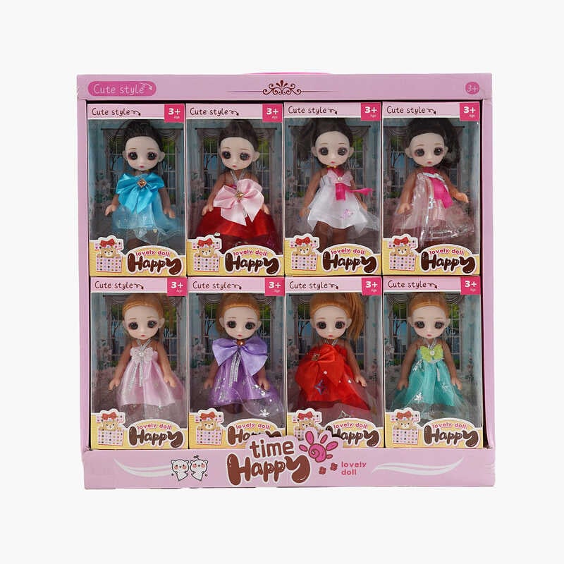 Набір ляльок 1910 Q1 (24/2) ЦІНА ЗА 8 ШТУК В БЛОЦІ, 15 см, імітація скляних очей, шарнірні суглоби, в коробці