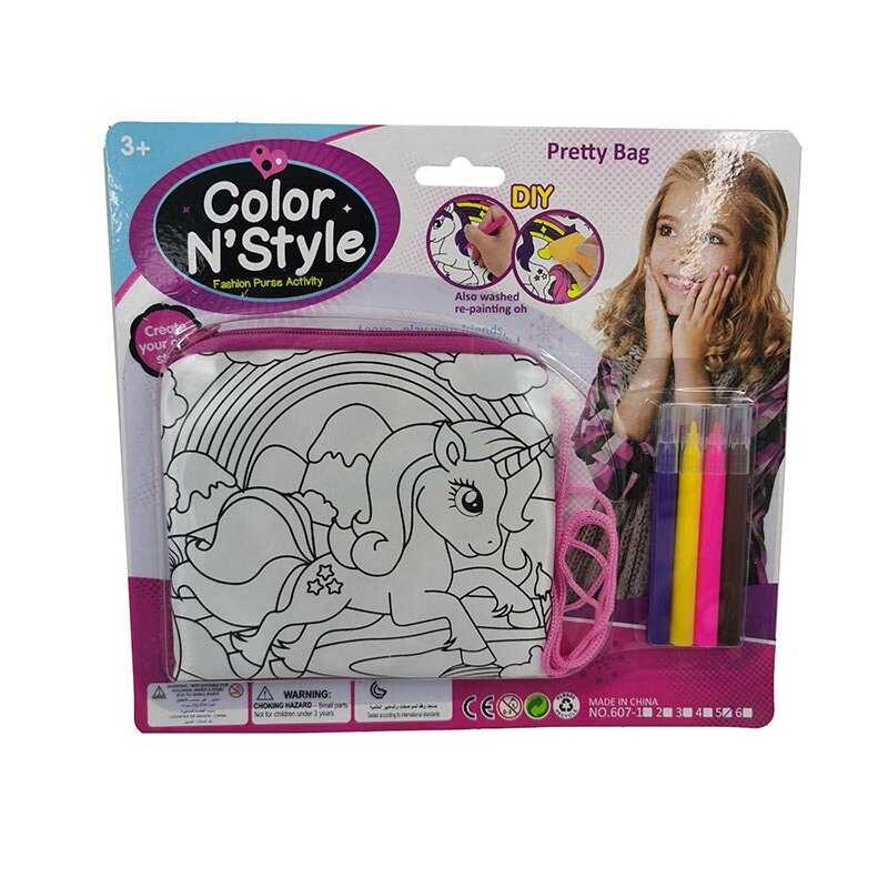 Сумка-розмальовка 607-5 (432/2) текстильна, 4 мініфломастери, застібається на блискавку, на листі 