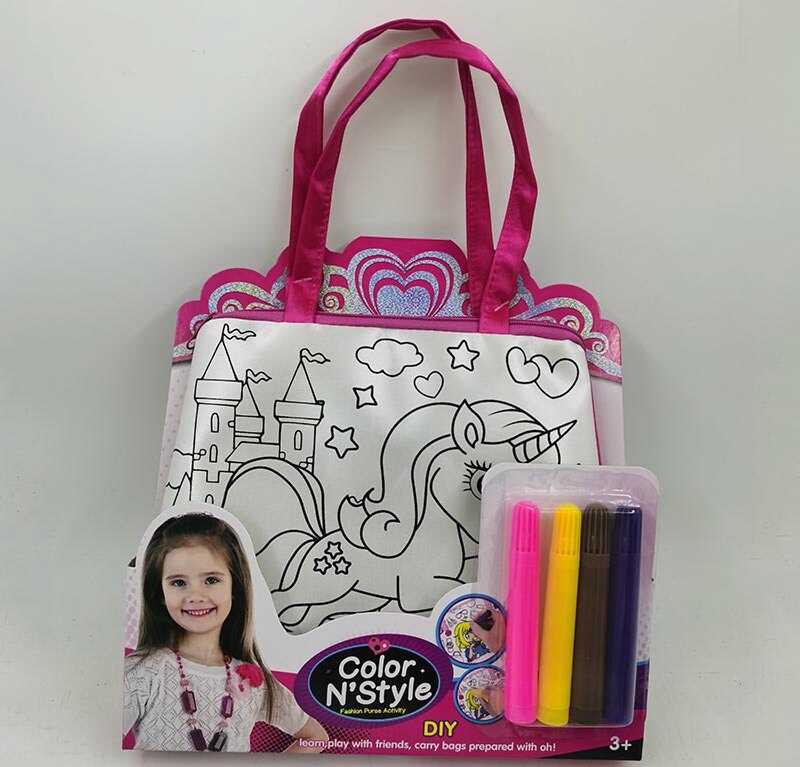 Сумка-розмальовка 613-2 (144/2) текстильна, 4 мініфломастери, застібається на блискавку, на листі 