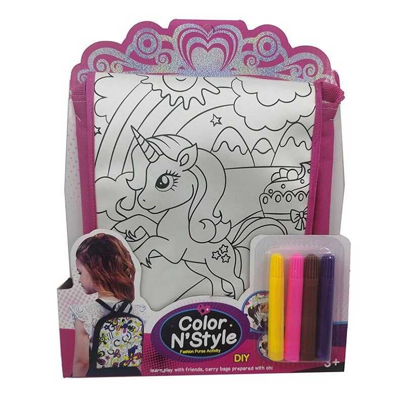 Сумка-розмальовка 614-3 (96/2) текстильна, 4 мініфломастери, застібається на блискавку, на листі 