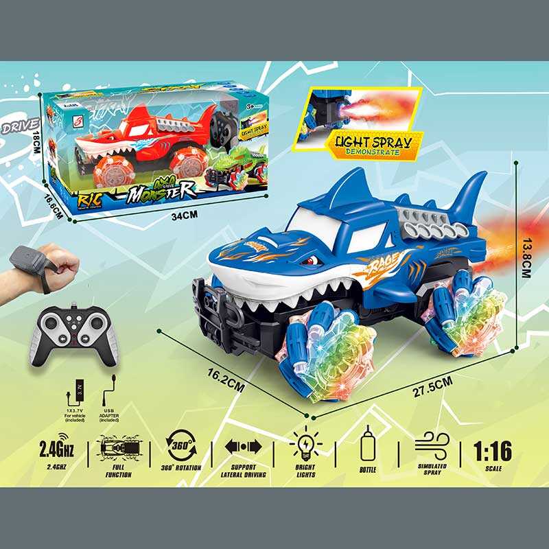 Машина на радіокеруванні ZJ 238-63 A (24) акумулятор 3.7 V, пульт 2.4 GHz, браслет, 1:16, роликові колеса, підсвічування, парогенератор, в коробці