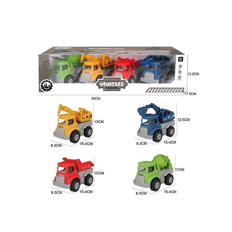 Набір машин 998 A-53 (24/2) 4 машинки, інерція, рухомі елементи, в коробці