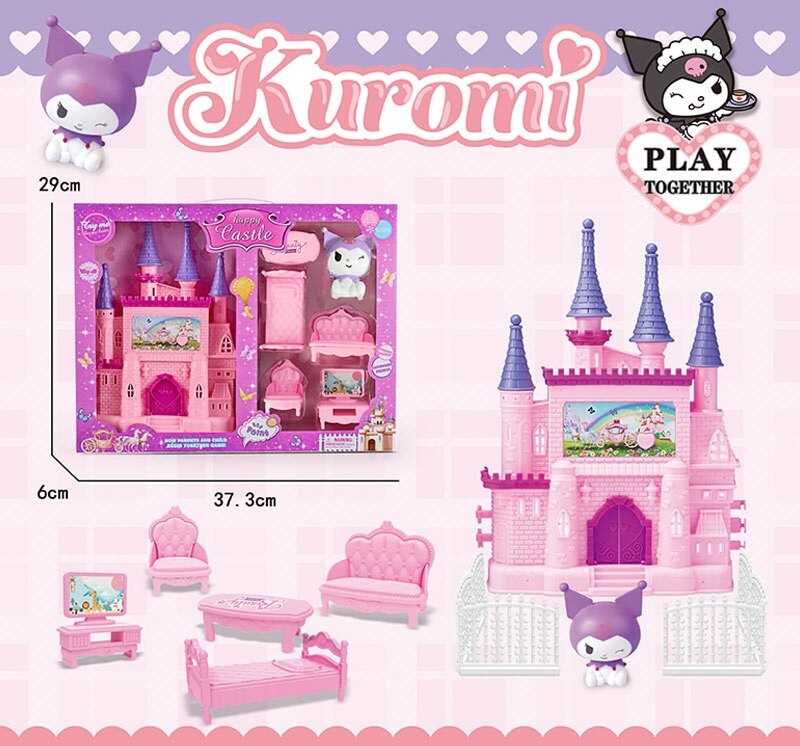 Замок JX 751 KF-1 (48/2) герой, підсвічування, весела мелодія, висота замку 24см, ліжечко, диван, крісло, парканчик, в коробці