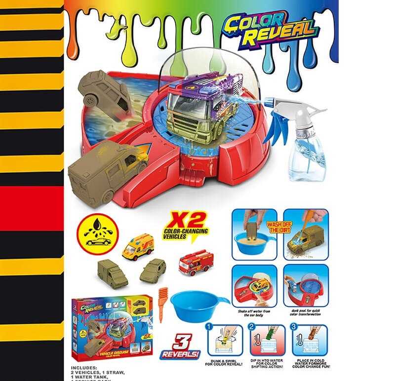 Автомийка SK 771 X (36) 2 металопластикові машинки, змінюють колір, рухливі елементи, пульверизатор, піпетка для водички, в коробці