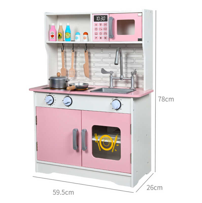 Кухня C 69830 (2) дерев'яна, 59.5х26х78 см, духова піч, сковорідка, каструля, кухонне приладдя, в коробці