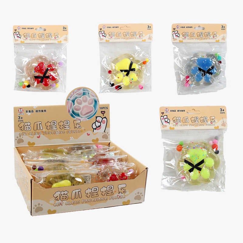 Гра антистрес С 70378 (24) ЦІНА ЗА 10 ШТУК В БЛОЦІ, “Лапка”, кульки, підсвічується, блискітки