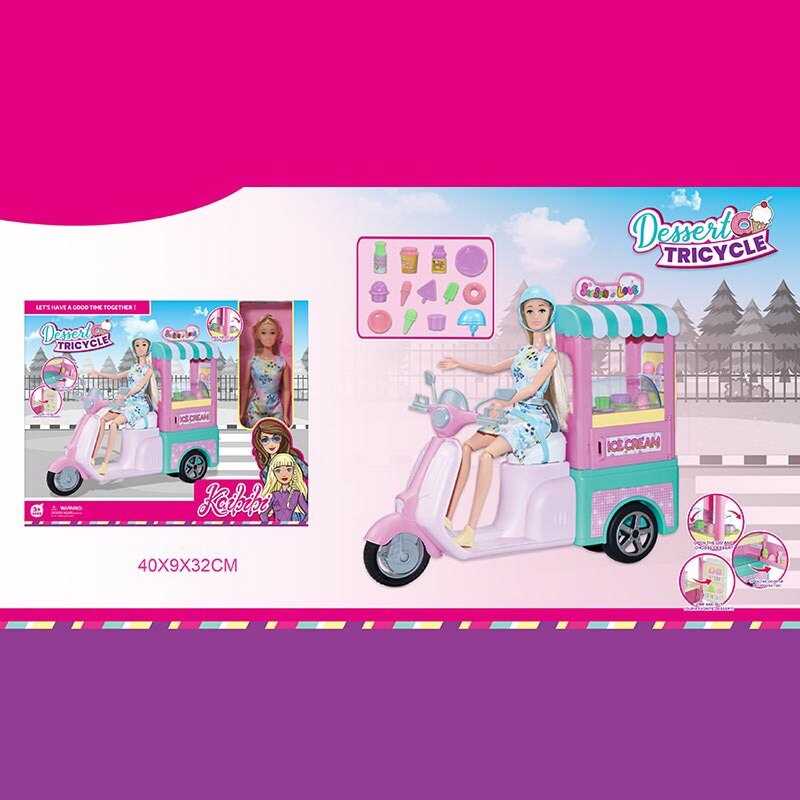 Лялька WG 195 (24/2) висота: 29 см, шарнірні суглоби ніг, аксесуари, мопед з причепом, в коробці