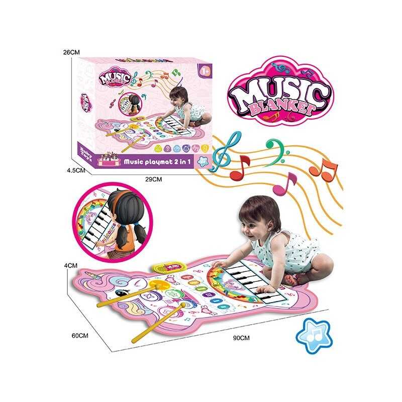 Музичний килимок YYD-01 (60) 2 в 1, піаніно, барабани, музика, музичні інструменти, запис та відтворення, в коробці 