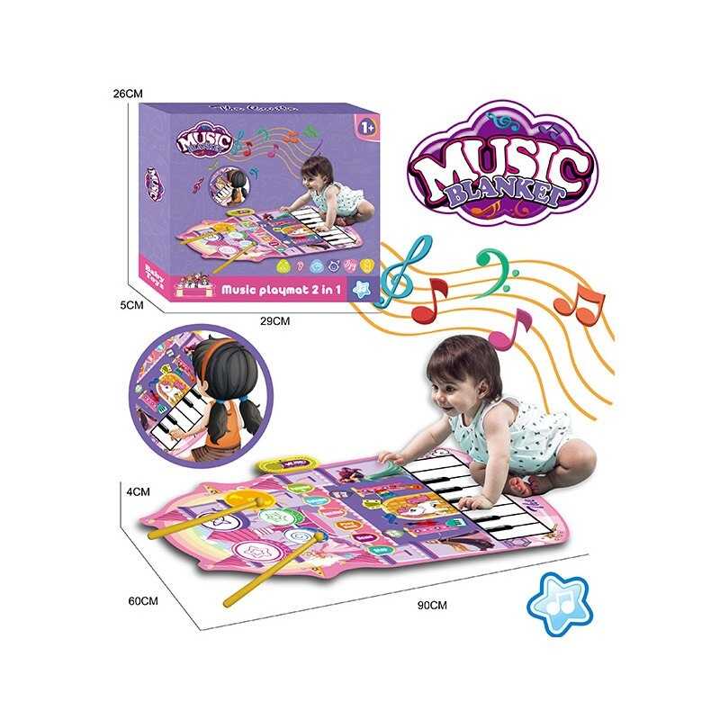 Музичний килимок YYD-03 (60) 2 в 1, піаніно, барабани, музика, музичні інструменти, запис та відтворення, в коробці 