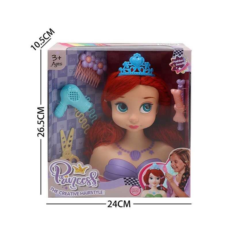 Манекен для зачісок LK 1713 D (48/2) аксесуари, корона, фен, ножиці, шпильки, в коробці