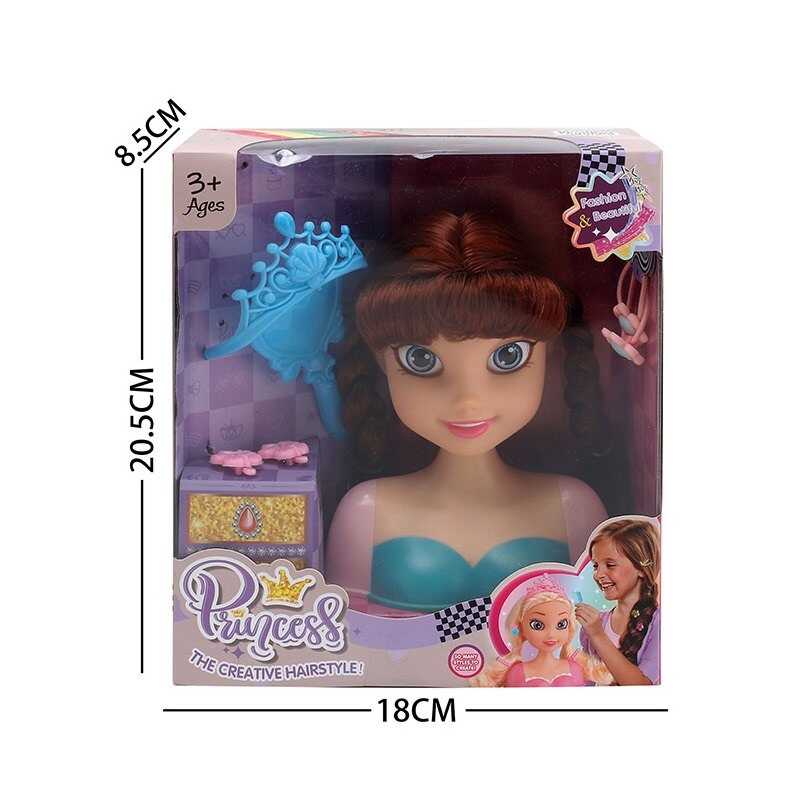 Манекен для зачісок LK 1714 E (96/2) аксесуари, гребінець, корона, в коробці