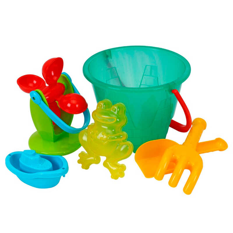 гр Набір для гри з піском 0112 (12) "Technok Toys"", відерце, млин, лопатка, грабельки, форма для піску, в сітці