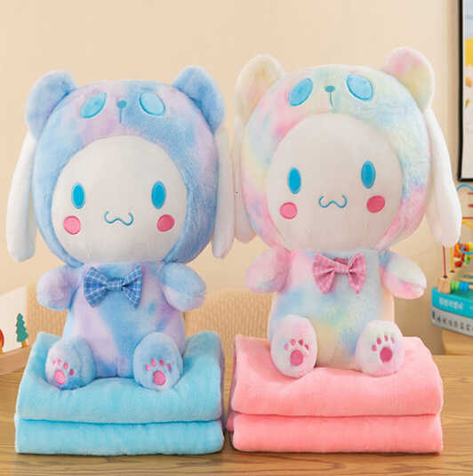 М`яка іграшка M 18275 (50) 2 види, герой, висота 43см, сидяча, бантик, плед: 175х105 см