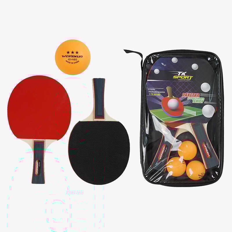 Набір ракеток для пінг-понгу C 70219 (50) "TK Sport", 2 ракетки + 3 м'ячики, в чохлі