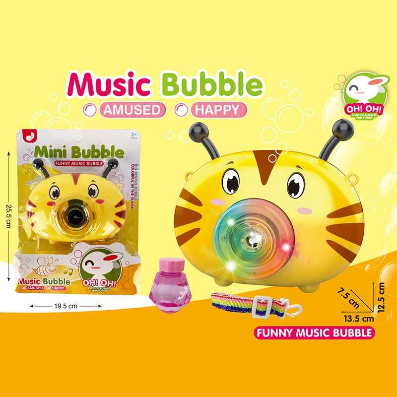 Установка з мильними бульбашками 332 (72/2) камера, музика, на батарейках, підсвічування, пляшечка з мильними бульбашками, автоматичний принцип, ремінець, на листі