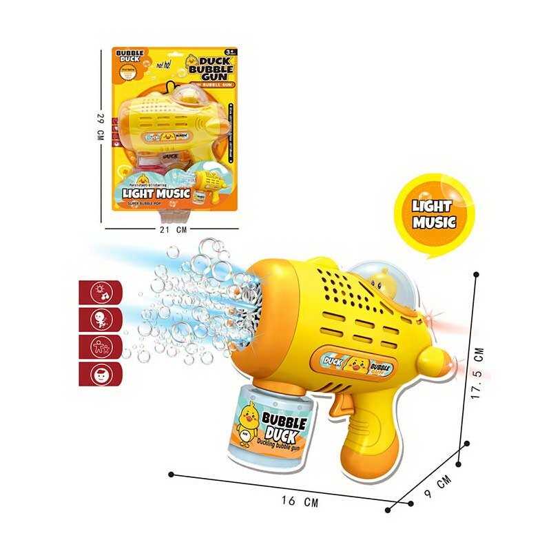 Пістолет з мильними бульбашками YD 653 A (72/2) на батарейках, музика, підсвітка, мильний розчин, на листі