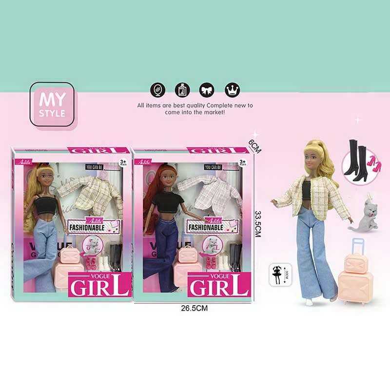 Лялька WX 257-2 (48/2) 2 види, 30 см, аксесуари, валізка, шарнірні суглоби, улюбленець, знімний одяг, прошите волосся, в коробці 