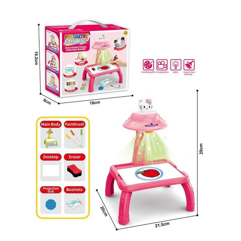 Столик з проєктором ZF 1004 K (60) на батарейках, герой, підсвітка, диски, фломастери, в коробці