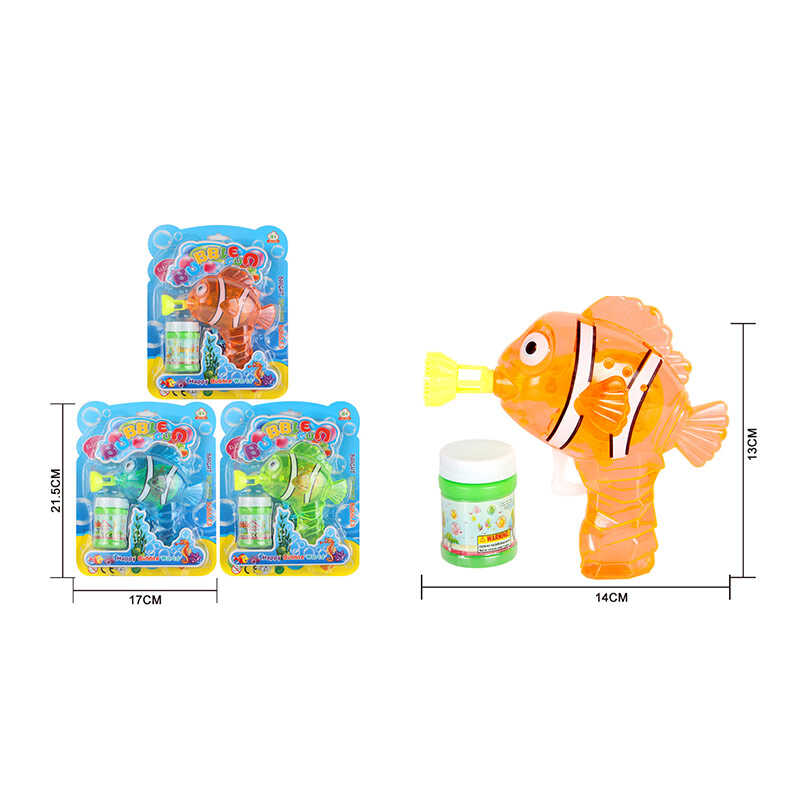 Пістолет з мильними бульбашками 81-14 (120/2) 3 кольори, “Рибка”, механічний принцип роботи, пляшка з мильним розчином, на листі, ВИДАЄТЬСЯ ТІЛЬКИ МІКС ВИДІВ 