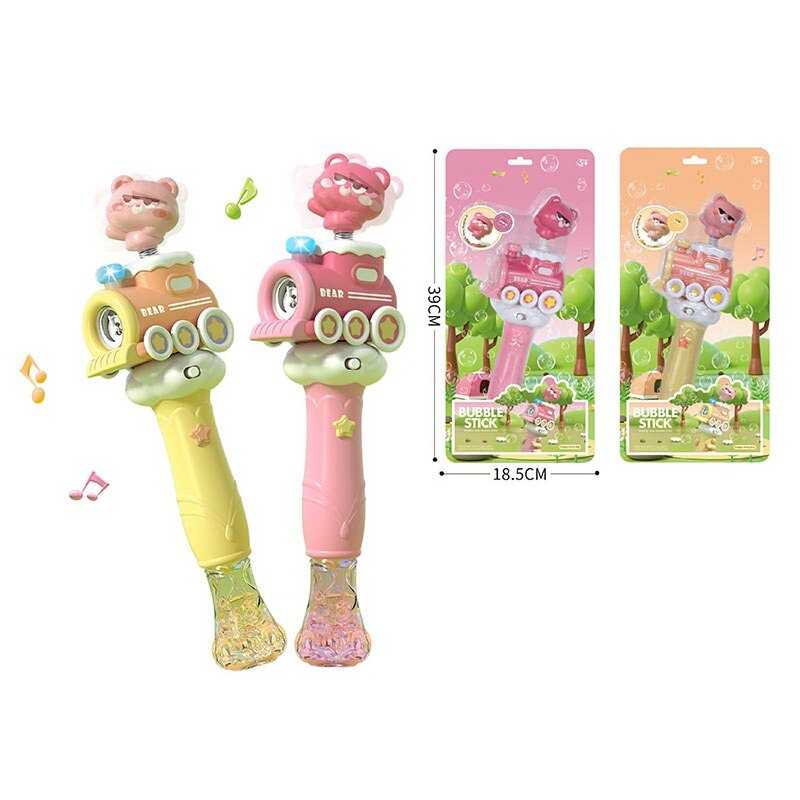 Установка з мильними бульбашками 2203 (40) 2 кольори, підсвічування, звук, 2 режими, автоматичний принцип, висота 36см, пляшечка з мильним розчином, на листі