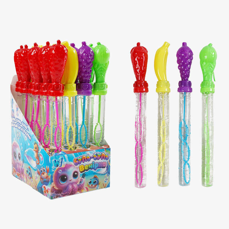 Мильні бульбашки TC 16877 (12) "WToys", ЦІНА ЗА 24 ШТУКИ В БЛОЦІ, "Фрукти", висота 25см, в коробці