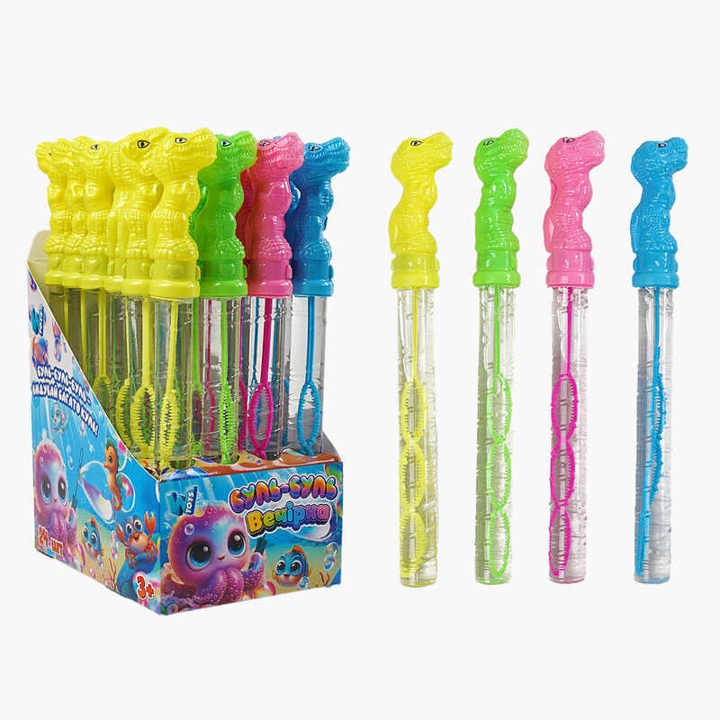 Мильні бульбашки TC 72216 (12) "WToys", ЦІНА ЗА 24 ШТУКИ В БЛОЦІ, "Динозавр", висота 25см, в коробці