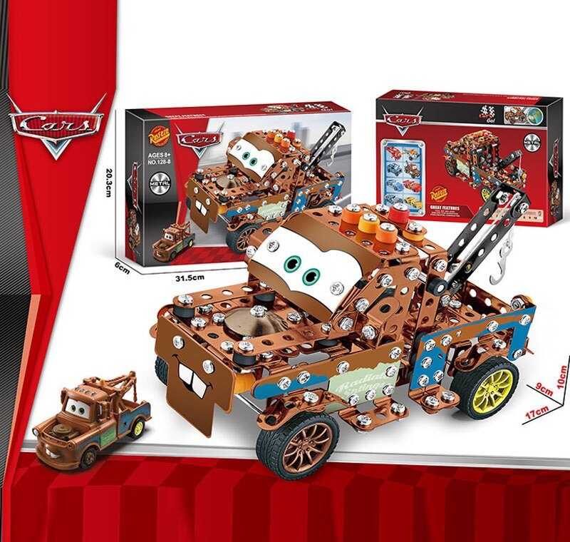 Конструктор металевий 128-8 (60/2) “Автомобіль”, інструменти, гумові шини, в коробці