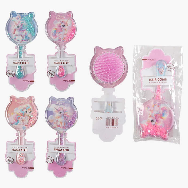 Щітка для волосся C 71798 (360) прозорий корпус з блискітками, в пакеті, ВИДАЄТЬСЯ ТІЛЬКИ МІКС ВИДІВ