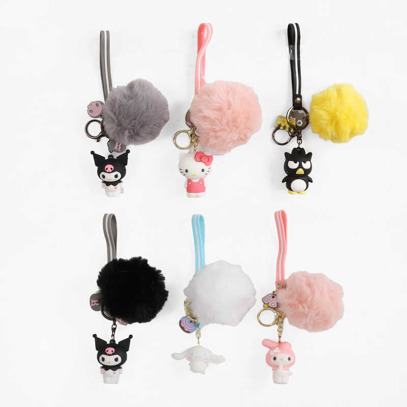 Брелок C 70834 (50) ЦІНА ЗА 12 ШТУК В УПАКОВЦІ, герой, середня висота - 5 см, металева фурнітура, ремінець, хутряна кулька, у пакеті