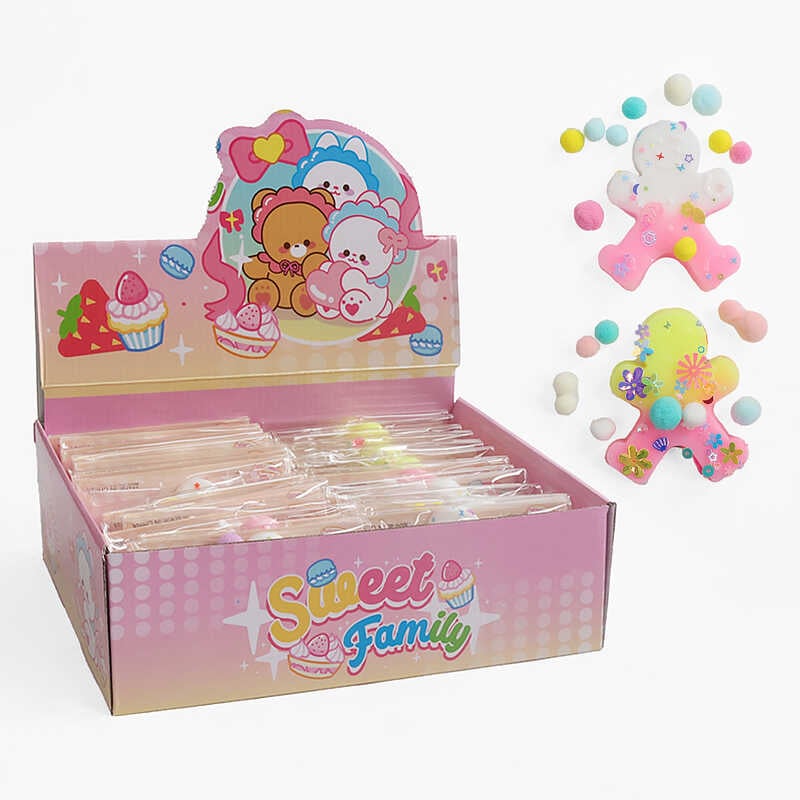 Гра антистрес C 71221 (24) ЦІНА ЗА 24 ШТУК В БЛОЦІ, “Печиво”, блискітки, м’які кульки, в коробці