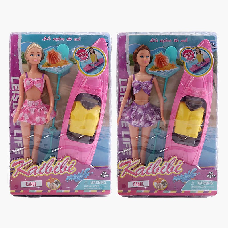 Лялька WG 246 (48/2) 2 види, висота - 30 см, голова — гума, тіло — пластик, знімний одяг, човен, весло, рятувальний жилет, в коробці