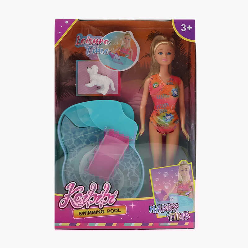 Лялька WG 249 (96/2) висота: 30см, знімний одяг, рухомі кінцівки, басейн, улюбленець, в коробці