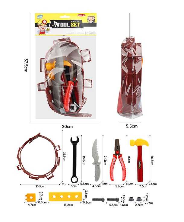 Набір інструментів NH 384 B (120/2) молоток, кусачки, гайковий ключ, ніж, гвинтики, ремінь, в пакеті 