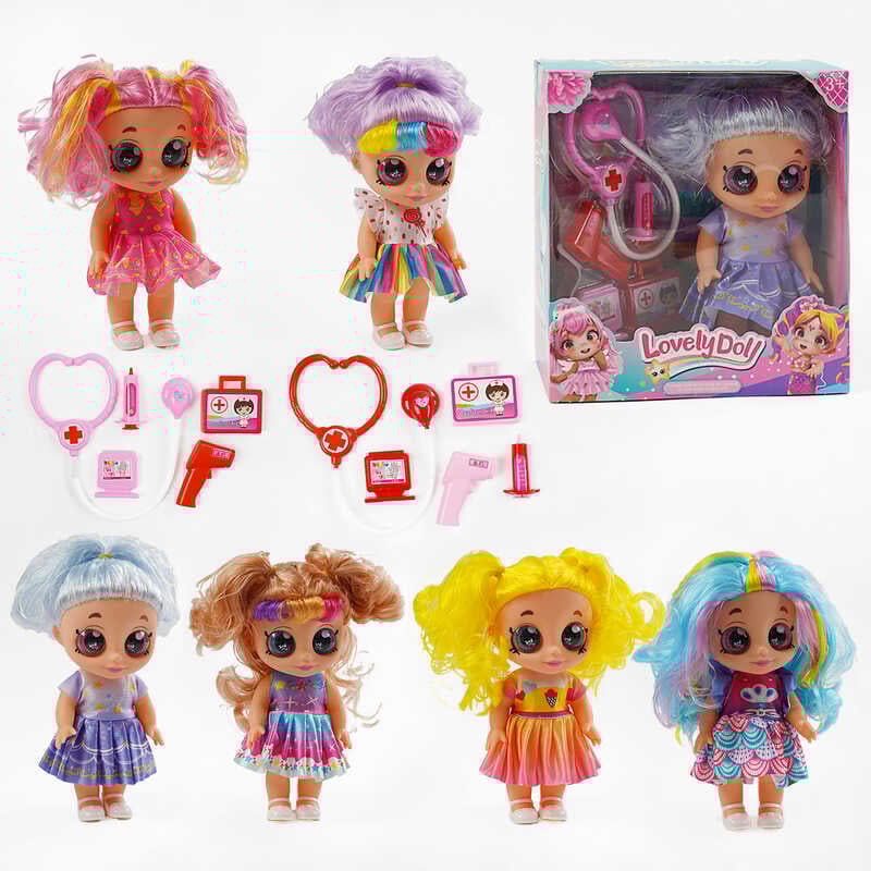 Лялька 213 D (72/2) 6 видів, гумова, висота 22см, пісня англійською мовою, знімний одяг, рухливі кінцівки, медичне приладдя, в коробці, ВИДАЄТЬСЯ МІКС