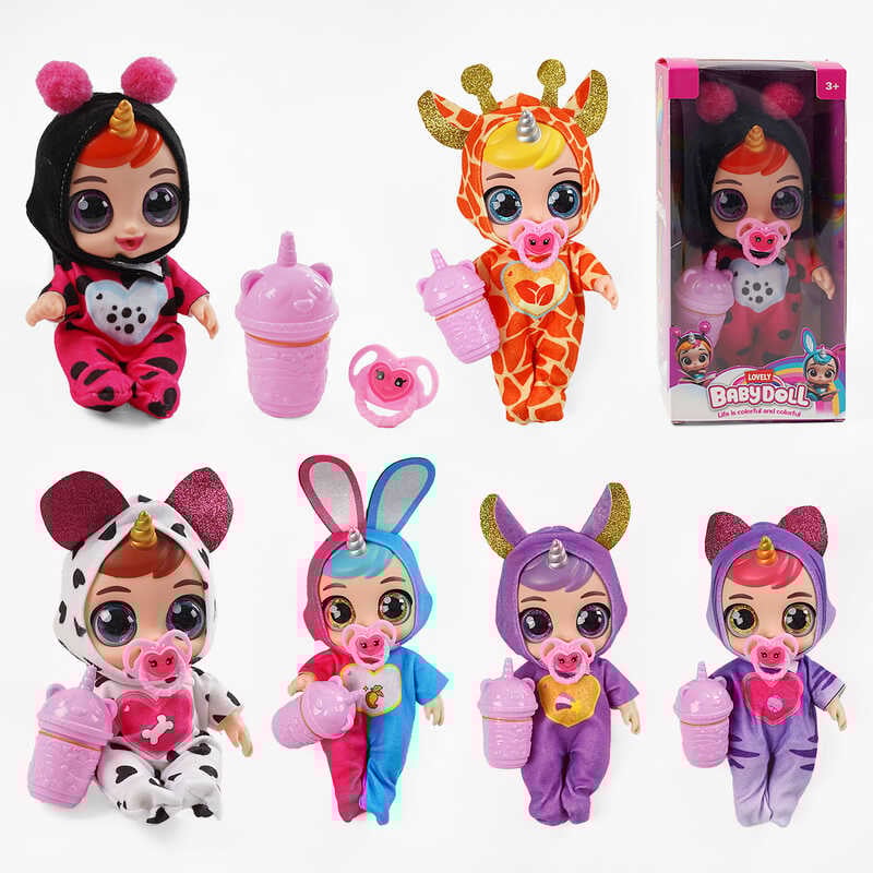 Лялька 215 (120/2) 6 видів, гумова, висота 20см, говорить, сміється, плаче, знімний одяг, рухливі кінцівки, пляшечка, пустушка, в коробці, ВИДАЄТЬСЯ МІКС